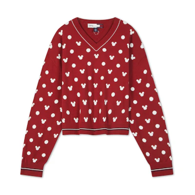 (Women) Tommy Hilfiger Disney Red Loose Fit V-Neck Knitted Sweater. WW0WW38827XIT
