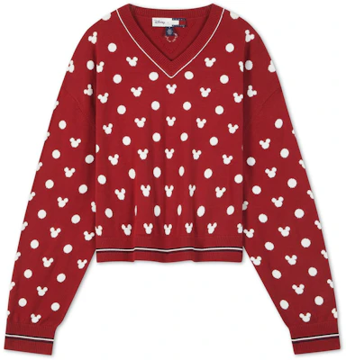(W) 汤米希尔费格 x 迪士尼 红色宽松V领针织毛衣. WW0WW38827XIT Order (W) 汤米希尔费格 x 迪士尼 红色宽松V领针织毛衣. WW0WW38827XIT