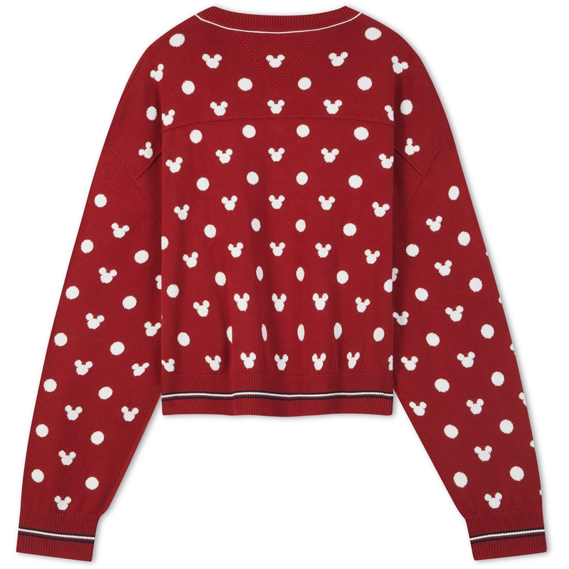 Lookbook (W) 汤米希尔费格 x 迪士尼 红色宽松V领针织毛衣. WW0WW38827XIT