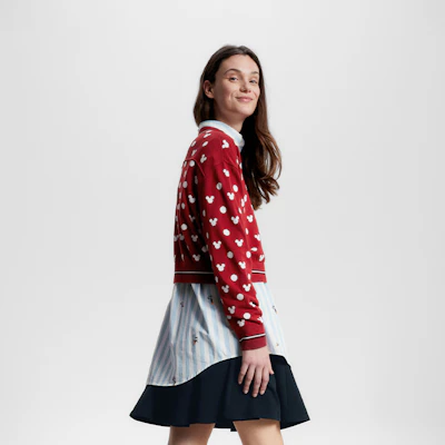 (W) 汤米希尔费格 x 迪士尼 红色宽松V领针织毛衣. WW0WW38827XIT Purchase (W) 汤米希尔费格 x 迪士尼 红色宽松V领针织毛衣. WW0WW38827XIT