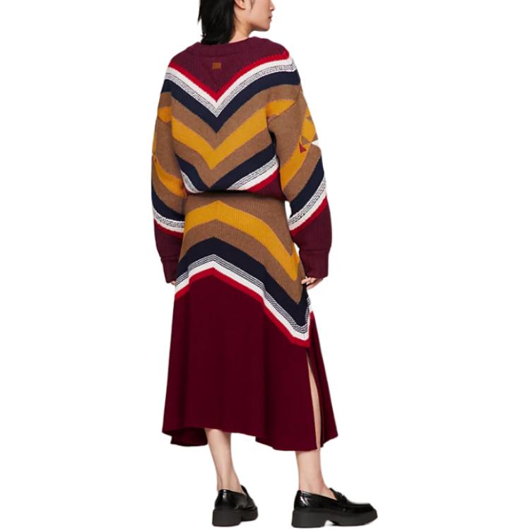 Purchase (W) 汤米希尔费格 x PENDLETON 红色拼色针织中长裙 WW0WW40806-XJS