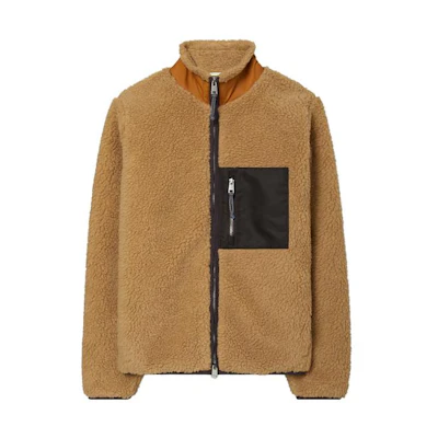 (Women) Tory Burch Camel Fleece Patchwork Casual Jacket 152190-211