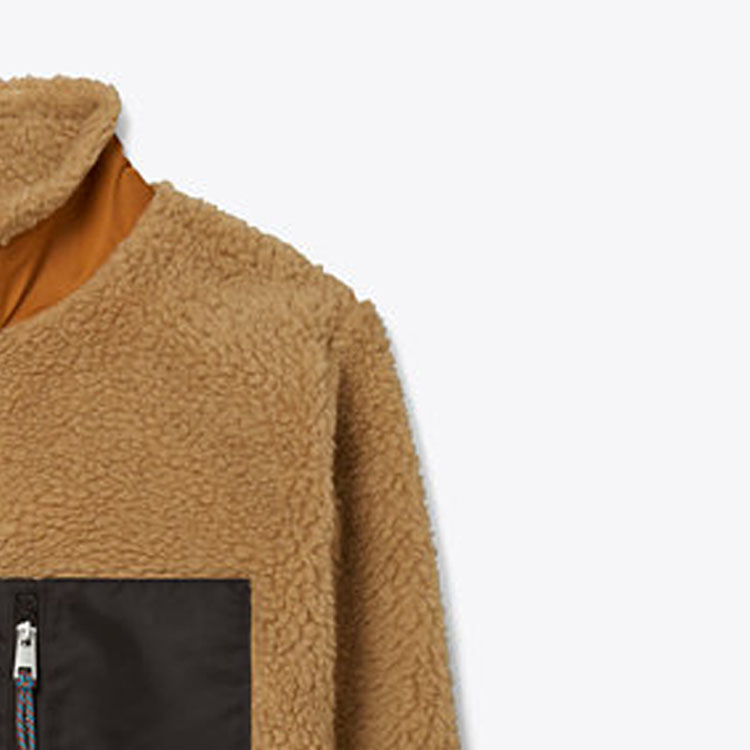 Purchase (W) トリーバーチ キャメル フリース パッチワーク カジュアルジャケット 152190-211