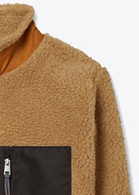 (W) トリーバーチ キャメル フリース パッチワーク カジュアルジャケット 152190-211 Purchase (W) トリーバーチ キャメル フリース パッチワーク カジュアルジャケット 152190-211