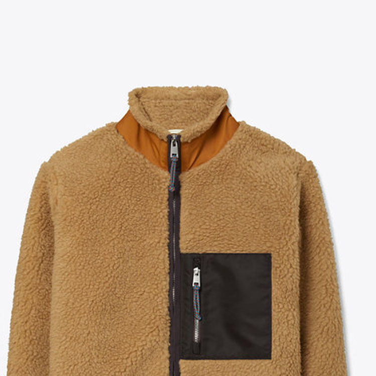 Sizing (W) トリーバーチ キャメル フリース パッチワーク カジュアルジャケット 152190-211