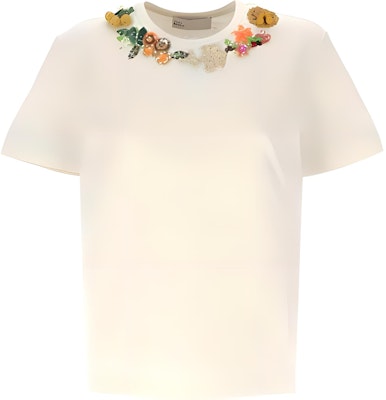 (W) Tory Burch Floral Crewneck Kaos Lengan Pendek Gading. 161565-106 Buy (W) Tory Burch Floral Crewneck Kaos Lengan Pendek Gading. 161565-106