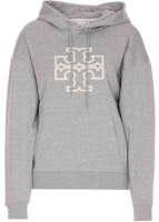 (Women) Tory Burch Grey Hoodie with Logo Print and Long Sleeves 157493-045 (Women) Tory Burch Grey Hoodie with Logo Print and Long Sleeves 157493-045