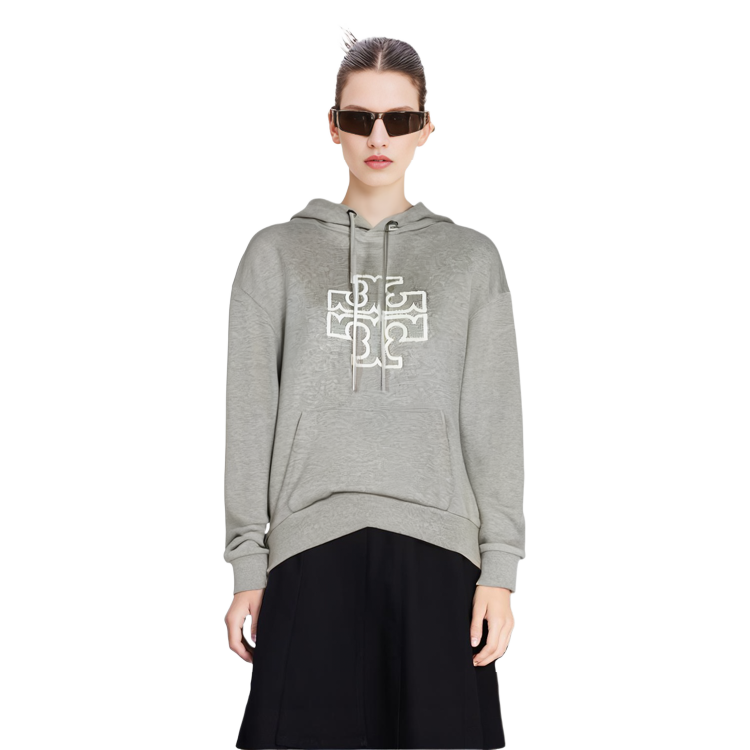 Purchase (W) Tory Burch 灰色連帽衫帶標誌印花與長袖 157493-045