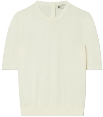 (W) TORY BURCH 米白色短袖圆领毛衣. 148321-104 Order (W) TORY BURCH 米白色短袖圆领毛衣. 148321-104