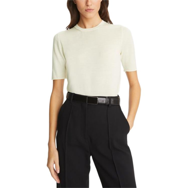 Shop (W) TORY BURCH 米白色短袖圆领毛衣. 148321-104