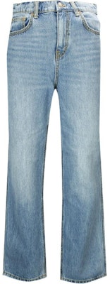 (Women) Tory Burch Solid High-Waist Straight-Leg Jeans Blue 136746-099 Buy (Women) Tory Burch Solid High-Waist Straight-Leg Jeans Blue 136746-099