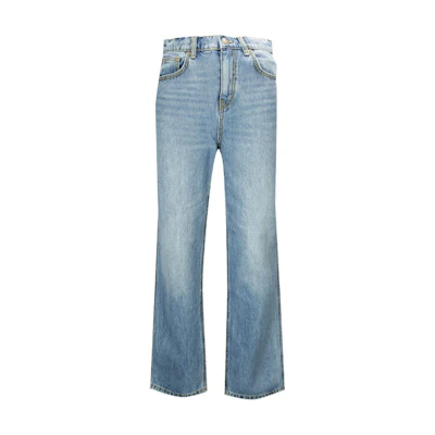 (Women) Tory Burch Solid High-Waist Straight-Leg Jeans Blue 136746-099