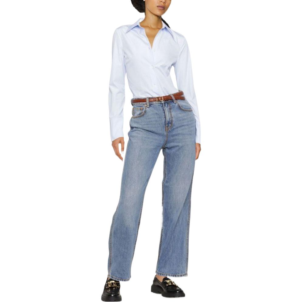 Lookbook (Women) Tory Burch  Solid High-Waist Straight-Leg Jeans Blue 136746-099