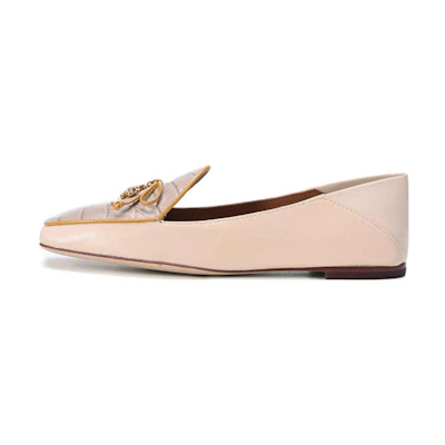 (W) TORY BURCH Ballet Flats 'Cream Taupe Bow'
