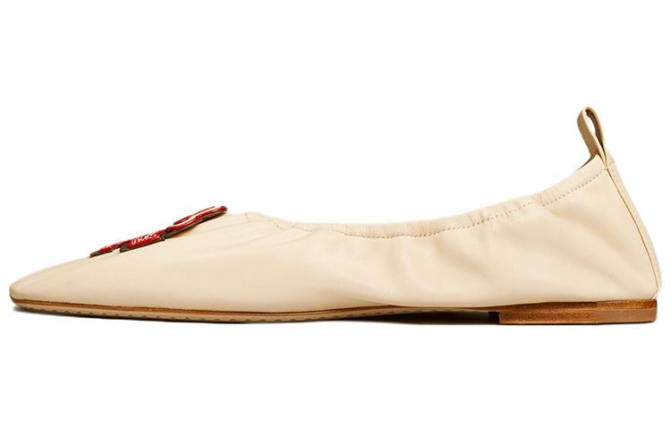 (Women) TORY BURCH Ballet Flats 'Cream White Heart Logo' 138176-122
