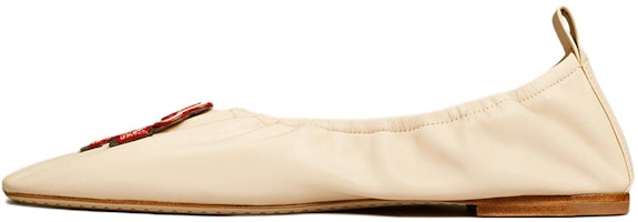 (Women) TORY BURCH Ballet Flats 'Cream White Heart Logo' 138176-122 (Women) TORY BURCH Ballet Flats 'Cream White Heart Logo' 138176-122