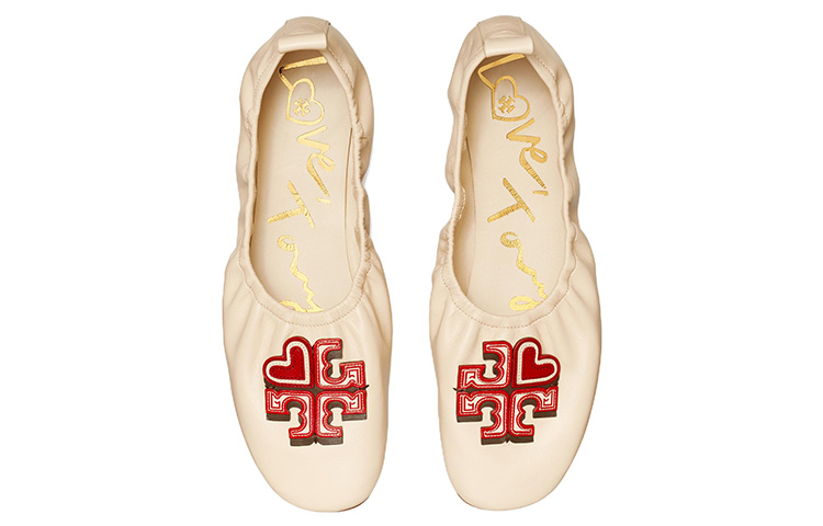 Shop (W) TORY BURCH バレエシューズ 'クリームホワイトハートロゴ' 138176-122 138176-122