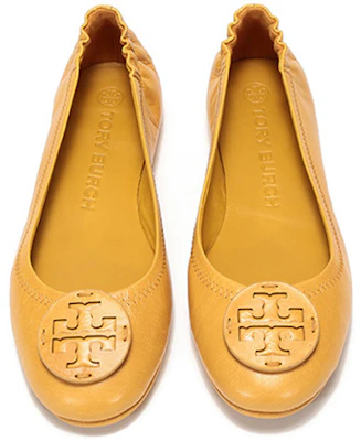 TORY BURCH 羊皮芭蕾舞平底船鞋 女款 芥末黃 Shop TORY BURCH 羊皮芭蕾舞平底船鞋 女款 芥末黃