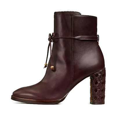 (W) TORY BURCH Basket Weave Ankle Boots 'Burgundy'