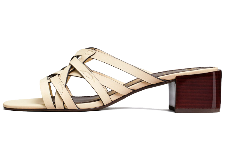 (W) TORY BURCH Basket Weave High-Heel 'Cream White'