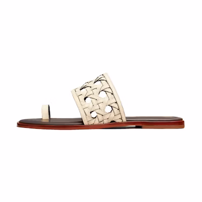 (W) TORY BURCH Basketweave Sandal 'Cream White'