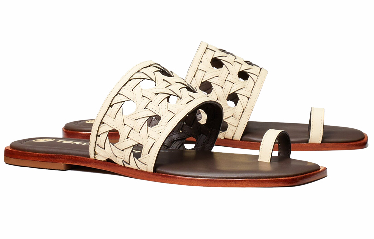 (W) TORY BURCH Basketweave Sandal 'Cream White' 圖 3