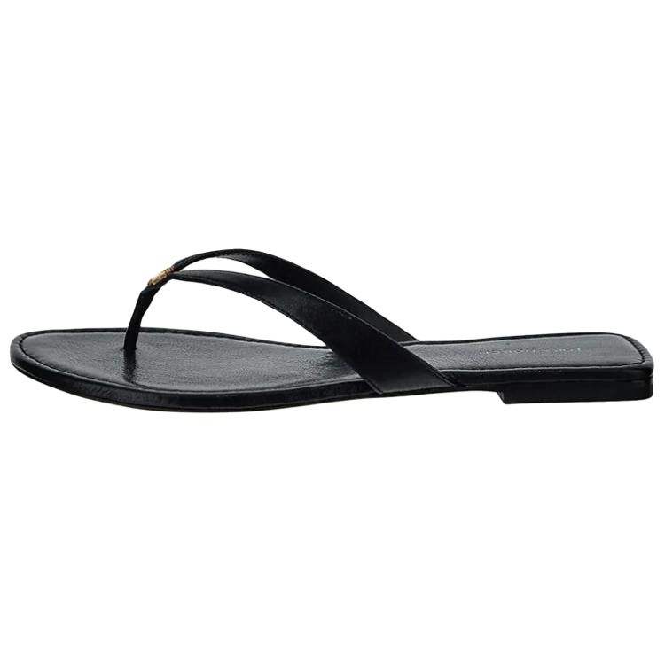 (Women) Tory Burch Black Leather Fashion Flat Sandals 149657-006