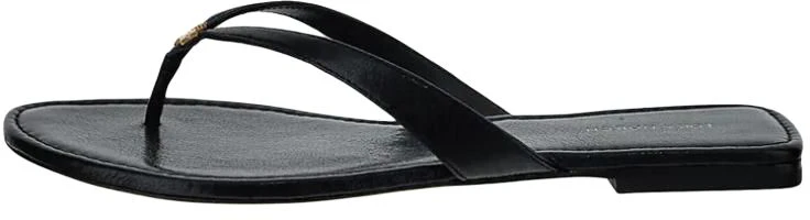 (Women) Tory Burch Black Leather Fashion Flat Sandals 149657-006 (Women) Tory Burch Black Leather Fashion Flat Sandals 149657-006