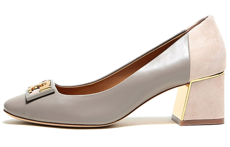 (Women) TORY BURCH Block Heel 'Elegant Leather Patchwork Taupe' 58269-033