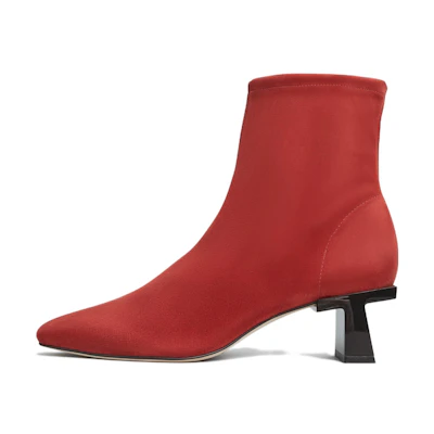 (W) TORY BURCH Block T High Heel Zip Booties 'Fashion Red'