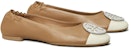 (W) TORY BURCH Kasut Rata Logo Hujung Penjuru 'Coklat' 148336-250