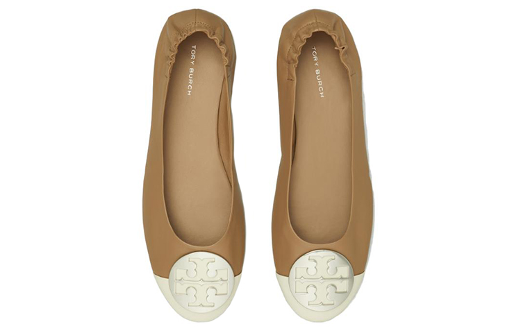 Shop (W) TORY BURCH Zapatos Planos con Logo Punta Cap 'Marrón' 148336-250