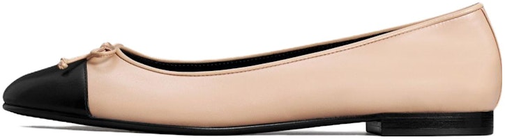(Women) TORY BURCH Cap Toe Ballet Rose Pink Perfect Black 'Beige' 154512-650 (Women) TORY BURCH Cap Toe Ballet Rose Pink Perfect Black 'Beige' 154512-650