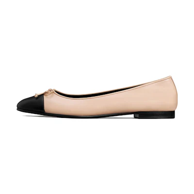 (W) TORY BURCH Cap Toe Ballet Rose Pink Perfect Black 'Beige'