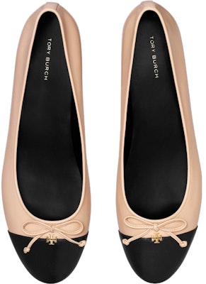 (Women) TORY BURCH Cap Toe Ballet Rose Pink Perfect Black 'Beige' 154512-650 Lookbook (Women) TORY BURCH Cap Toe Ballet Rose Pink Perfect Black 'Beige' 154512-650