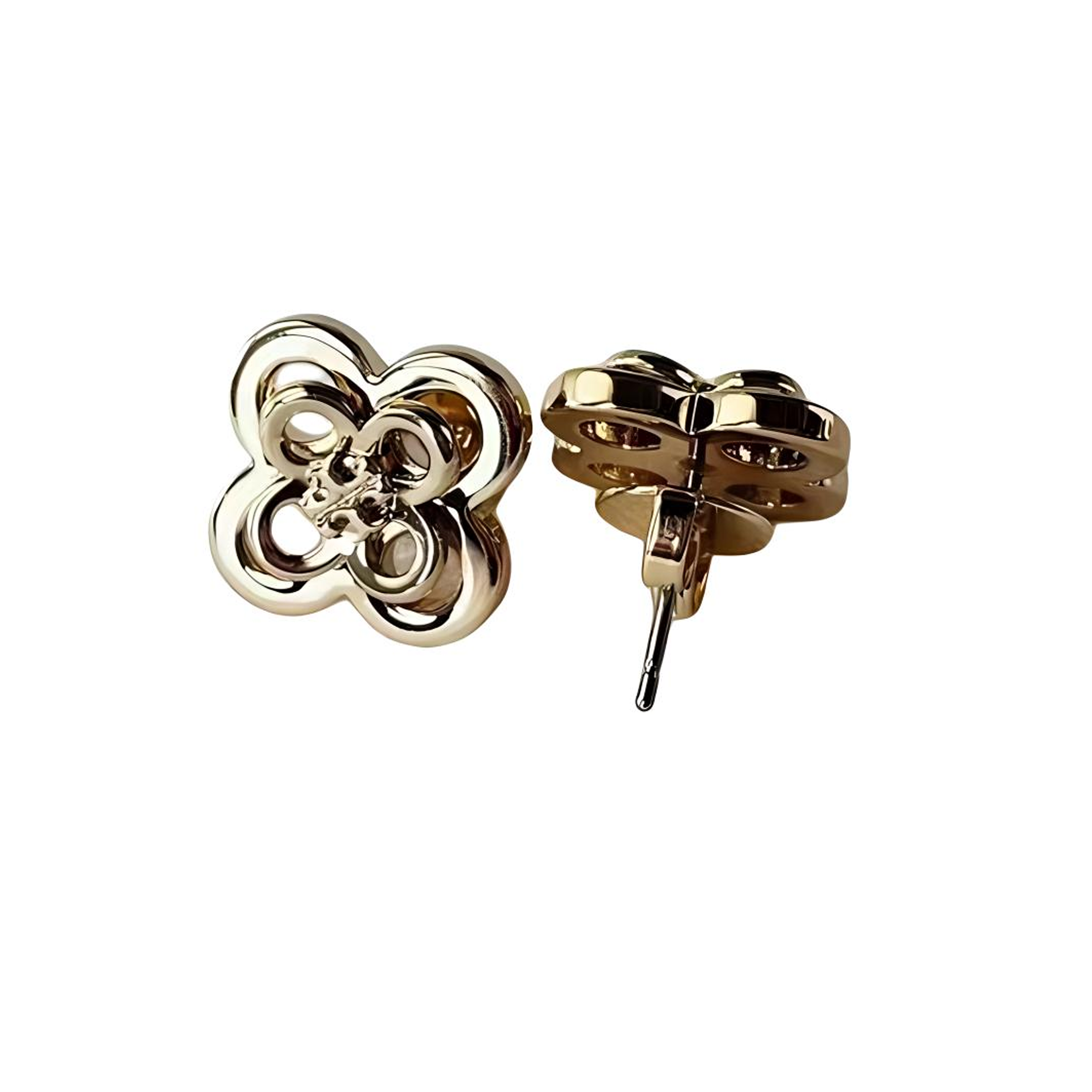 Lookbook (Women) Tory Burch Clover Design 18K Gold Earrings for Women - Gold. 153719-720