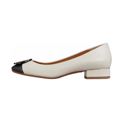 (W) TORY BURCH Double T Logo Low Heel 'White'