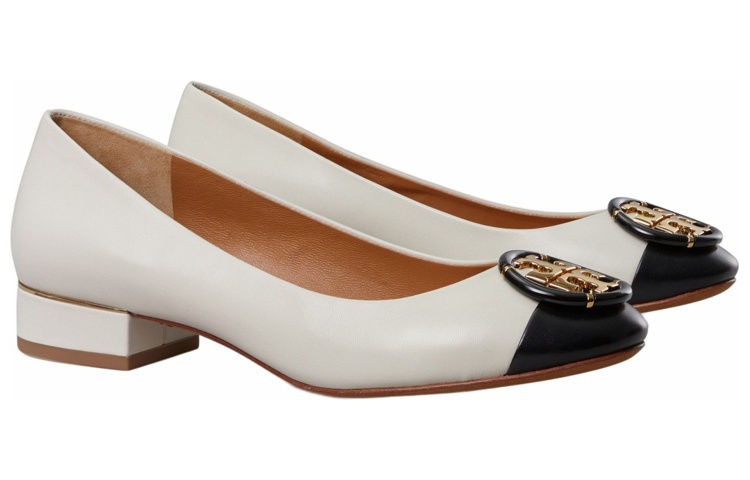 Lookbook TORY BURCH 湯麗柏琦 雙T Logo 低跟鞋 女款 白色
