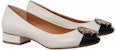 (W) TORY BURCH Double T Logo Tumit Rendah 'Putih' 82670-100