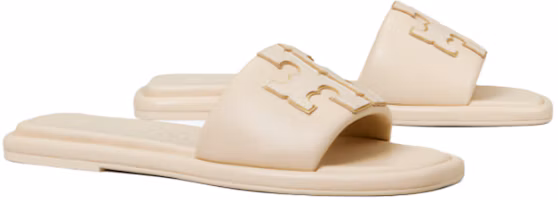 Shop (W) TORY BURCH Double T Sport Slide Sandal Dulce De Leche Goud ''Beige'' 79985-200