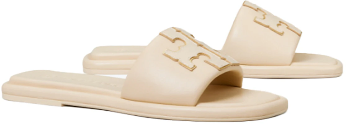 (W) TORY BURCH Double T Sport Slide Sandal Dulce De Leche Goud ''Beige'' 79985-200 Shop (W) TORY BURCH Double T Sport Slide Sandal Dulce De Leche Goud ''Beige'' 79985-200