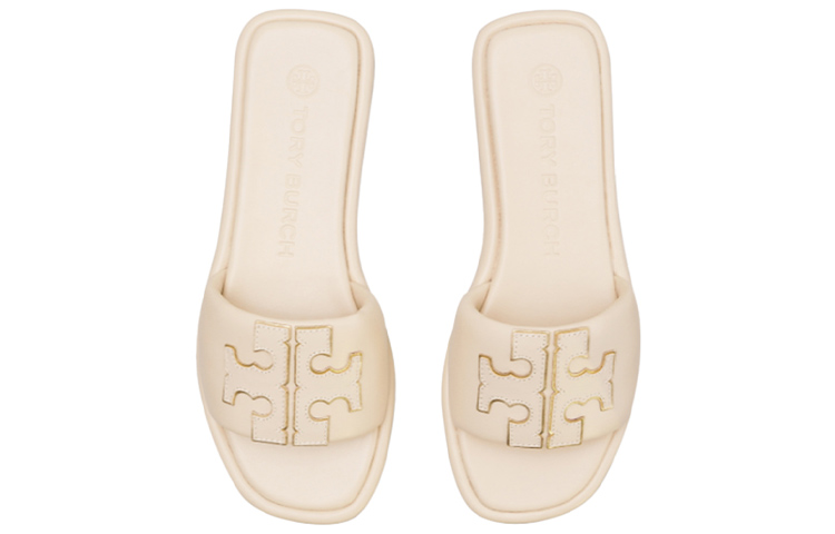 Details for (W) TORY BURCH Double T Sport Slide Sandal Dulce De Leche Goud ''Beige'' 79985-200