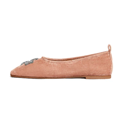 (W) TORY BURCH Eleanor 'Light Pink Crystal Ballet Flats'