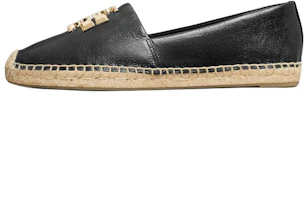 (Women) TORY BURCH Eleanor Black Leather Round-Toe Slip-On Espadrilles 161758-006 (Women) TORY BURCH Eleanor Black Leather Round-Toe Slip-On Espadrilles 161758-006