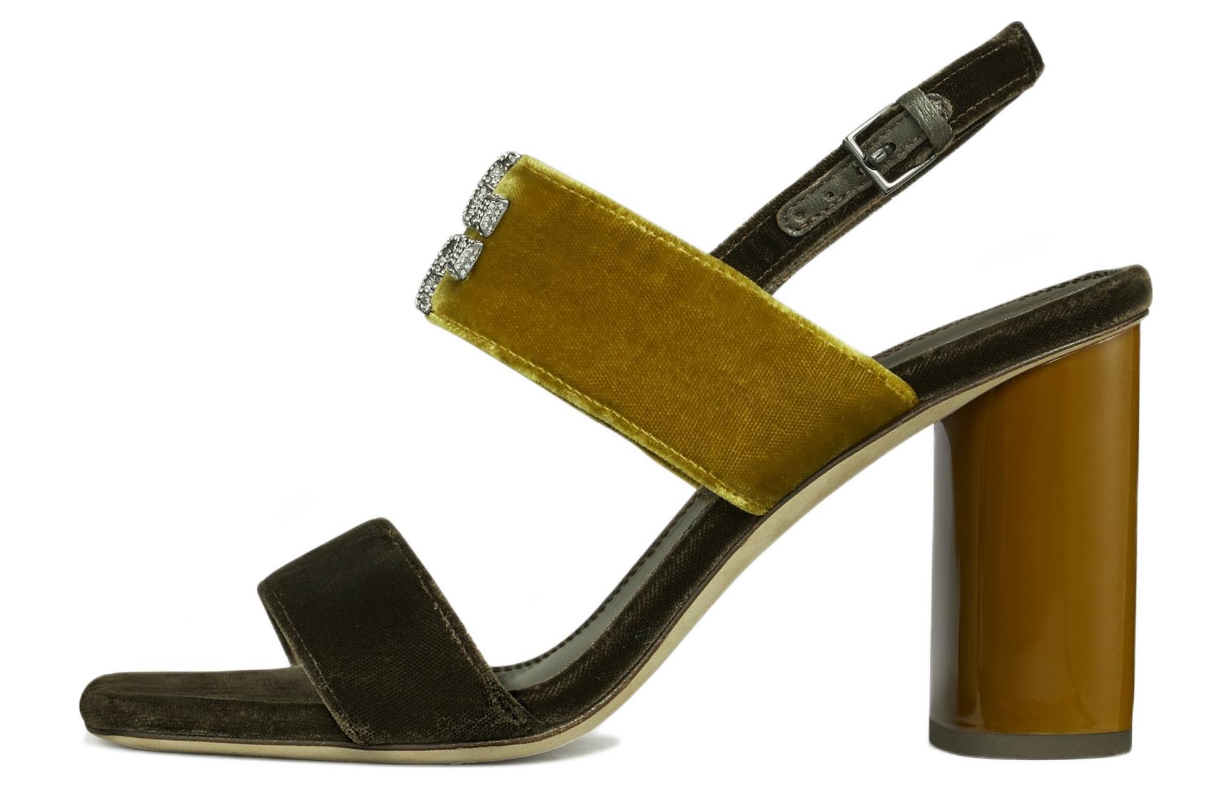 (W) TORY BURCH Eleanor Fashion Sandal 'Green Velvet Stud High Heel'