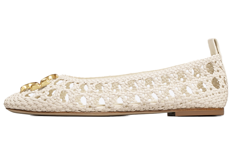 Buy TORY BURCH Eleanor 編織 芭蕾舞平底鞋 女款 象牙白