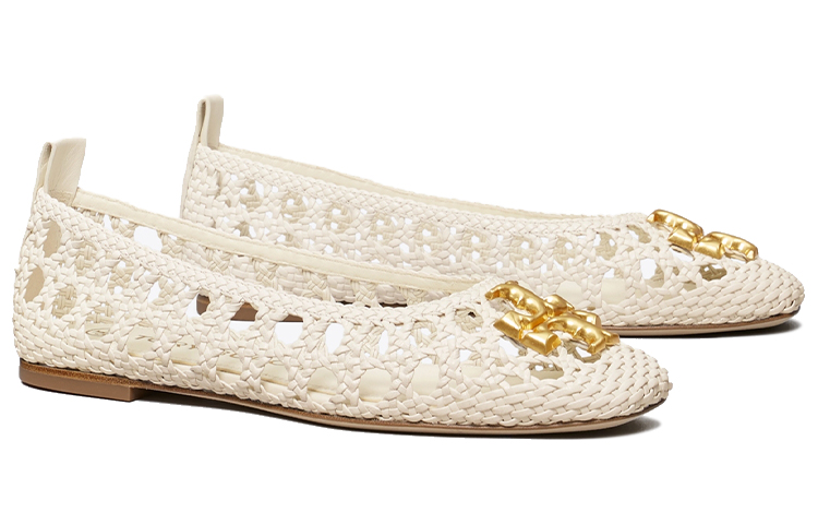 Lookbook TORY BURCH Eleanor 編織 芭蕾舞平底鞋 女款 象牙白