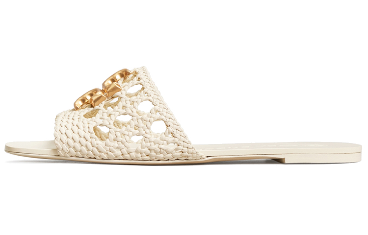 Buy (W) TORY BURCH Eleanor Woven Flat Slide 'Ivory' Wanita Kasut Rata 80052-104