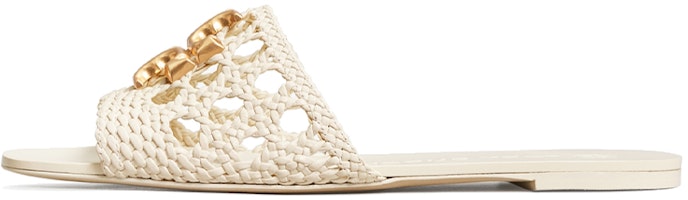 (Women) TORY BURCH Eleanor Woven Flat Slide 'Ivory' 80052-104 (Women) TORY BURCH Eleanor Woven Flat Slide 'Ivory' 80052-104