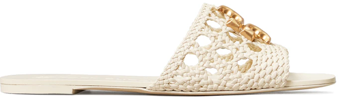 Order TORY BURCH Eleanor 編織羊皮平底拖鞋 女性款 象牙白